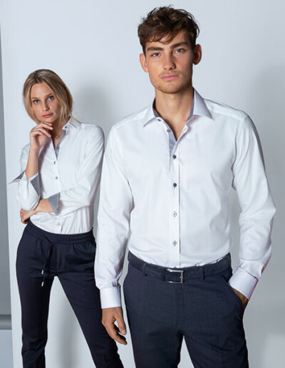 Overhemd en blouse met contrastkleur bedrijfskleding overhemden en blouses
